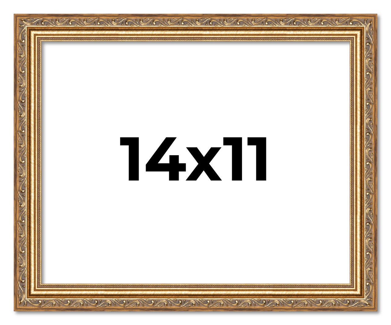 14x11 Solid Wood Antique Picture Frame with UV-Resistant Acrylic & Acid-Free Backing, Available in 4 Finishes: Bronze, Gold, Silver, and Gold with Black